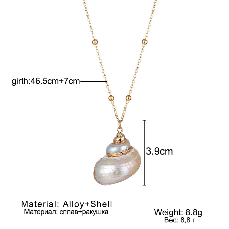 Boho Conch Shell Necklace – Summer Beach Pendant for Women