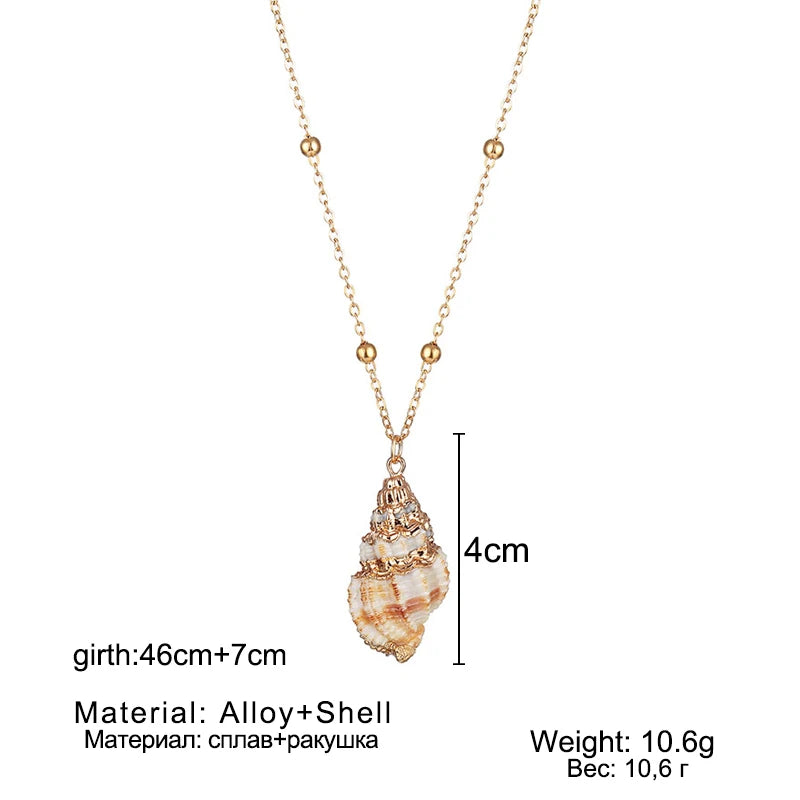 Boho Conch Shell Necklace – Summer Beach Pendant for Women