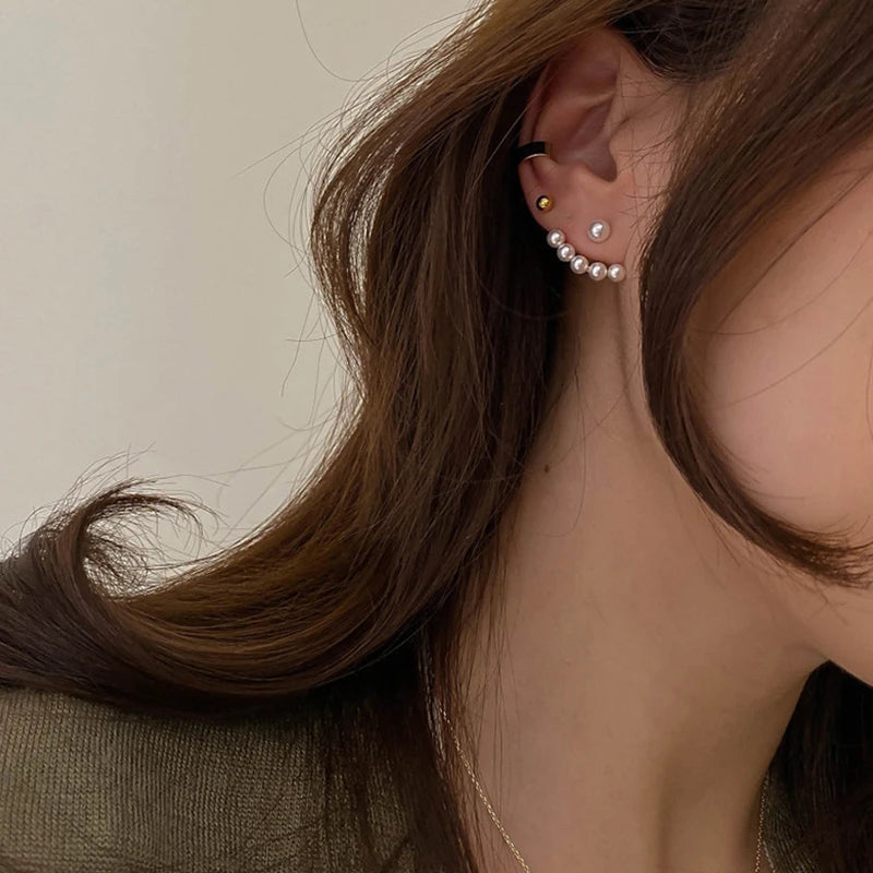 Imitation Pearl & Zircon Star Earrings – Elegant Party Jewelry