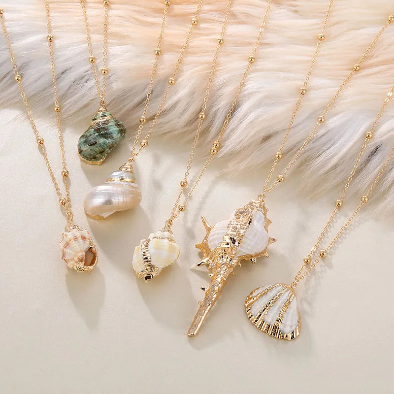 Boho Conch Shell Necklace – Summer Beach Pendant for Women