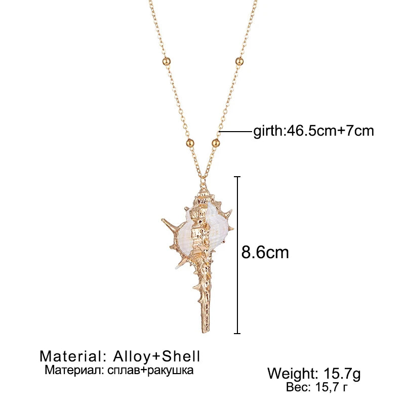 Boho Conch Shell Necklace – Summer Beach Pendant for Women