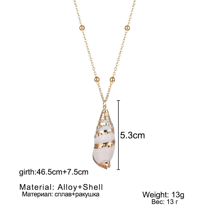 Boho Conch Shell Necklace – Summer Beach Pendant for Women