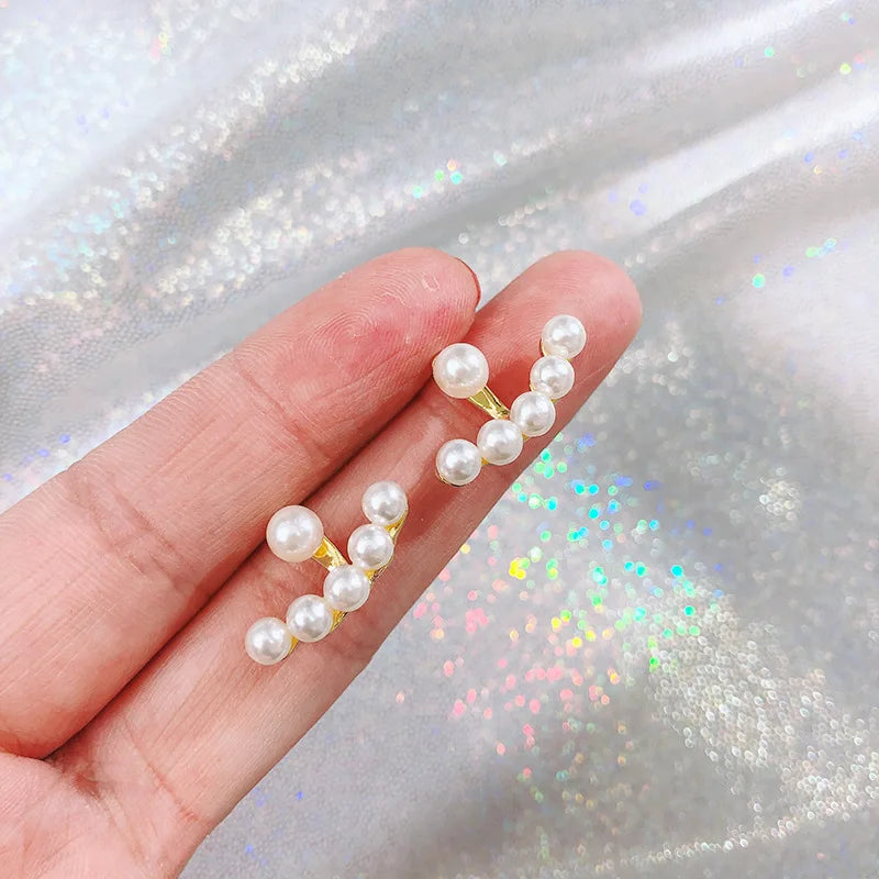 Imitation Pearl & Zircon Star Earrings – Elegant Party Jewelry
