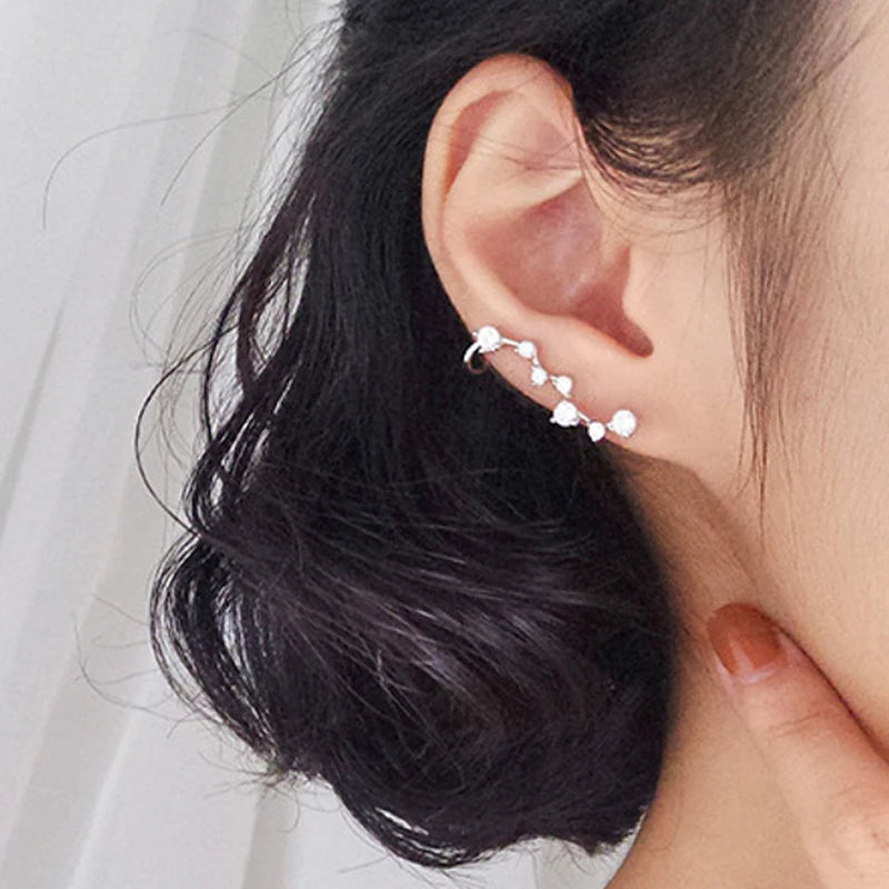 Imitation Pearl & Zircon Star Earrings – Elegant Party Jewelry