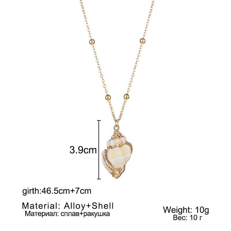 Boho Conch Shell Necklace – Summer Beach Pendant for Women