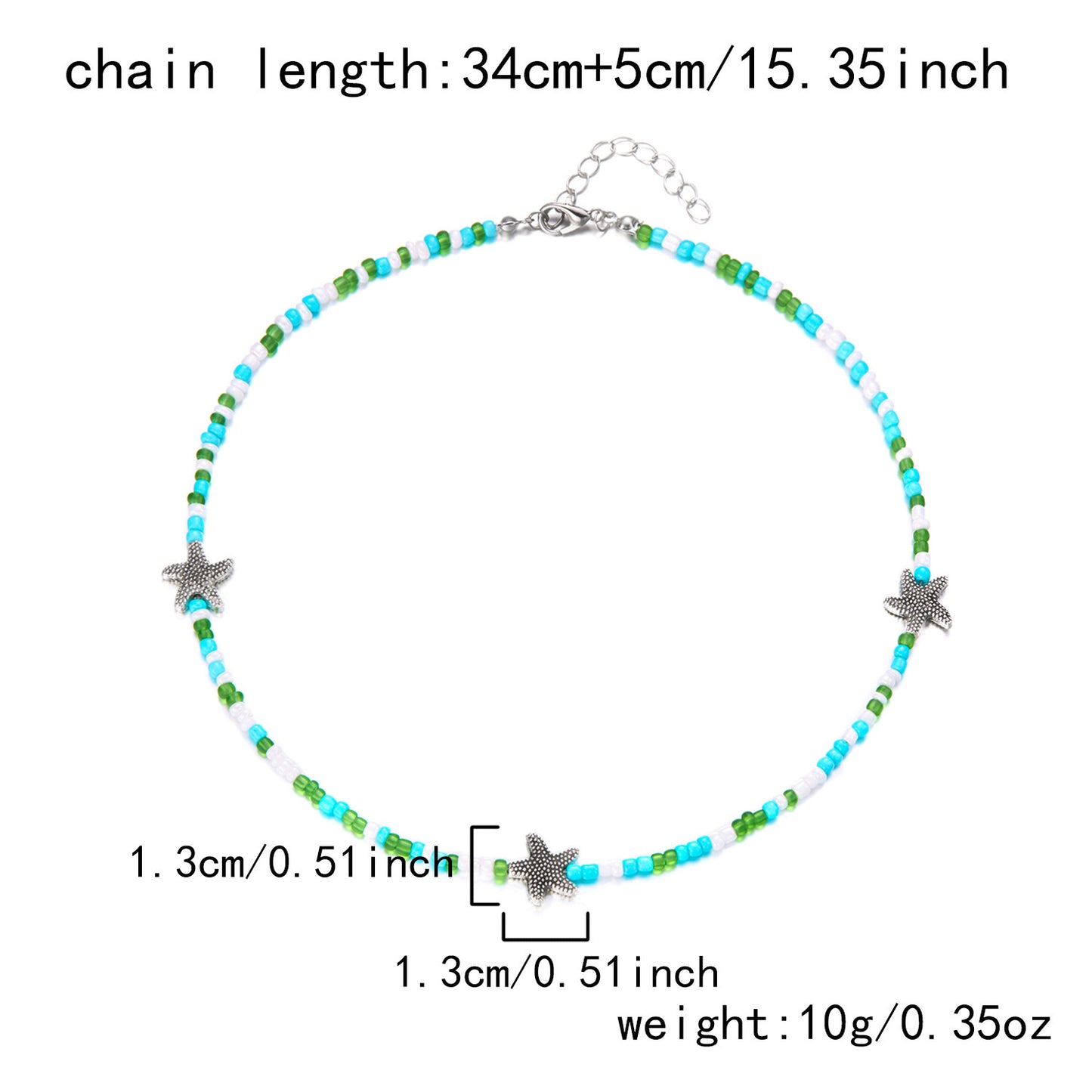 Boho Starfish Beaded Choker – Colorful Summer Necklace for Women