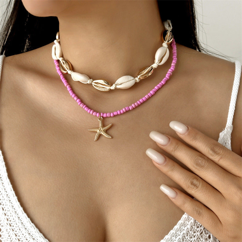 Boho Starfish Beaded Choker – Colorful Summer Necklace for Women