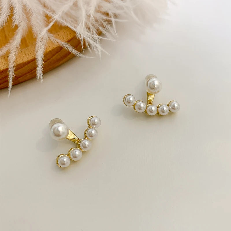 Imitation Pearl & Zircon Star Earrings – Elegant Party Jewelry