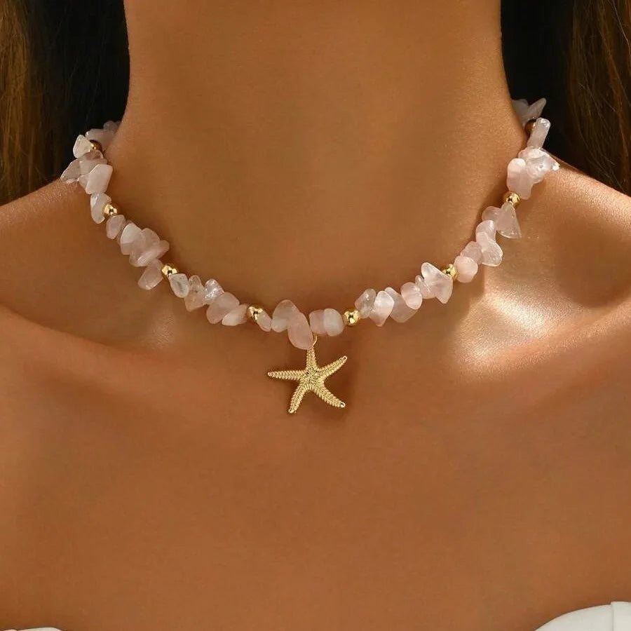 Boho Starfish Beaded Choker – Colorful Summer Necklace for Women