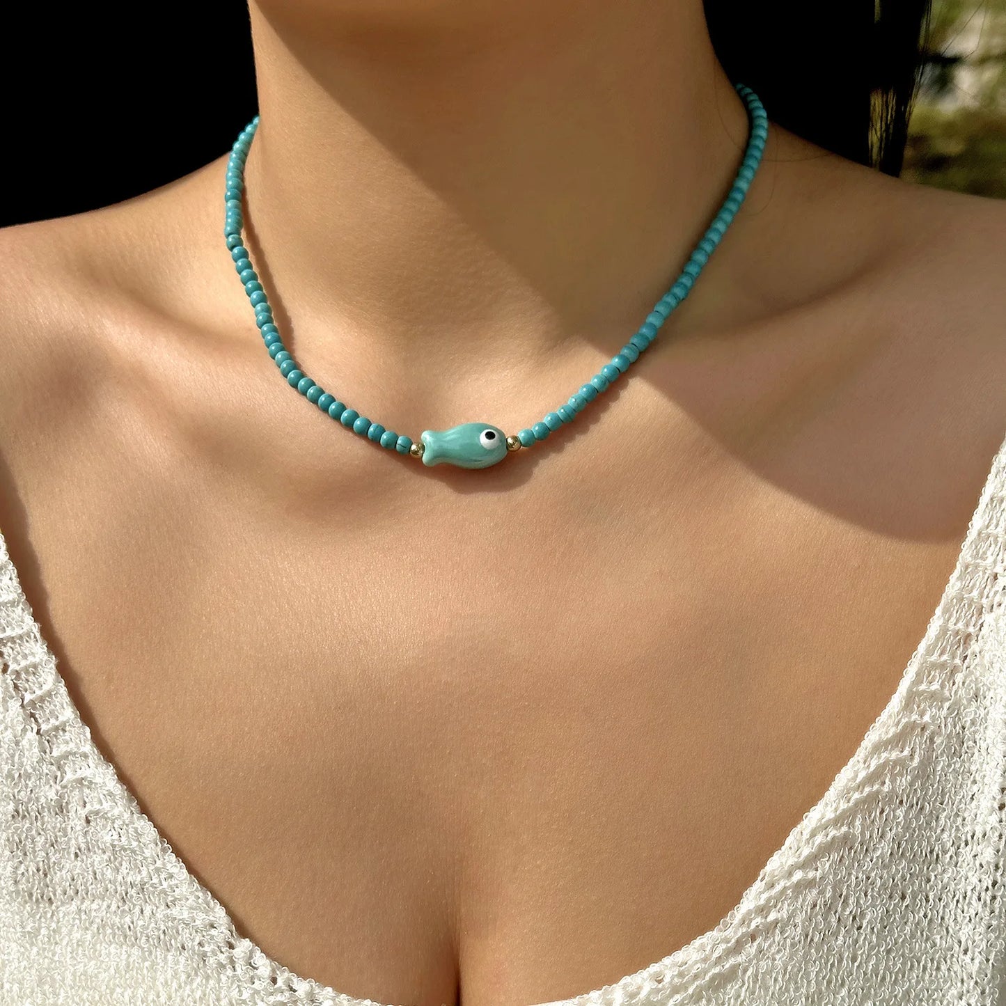 Boho Starfish Beaded Choker – Colorful Summer Necklace for Women