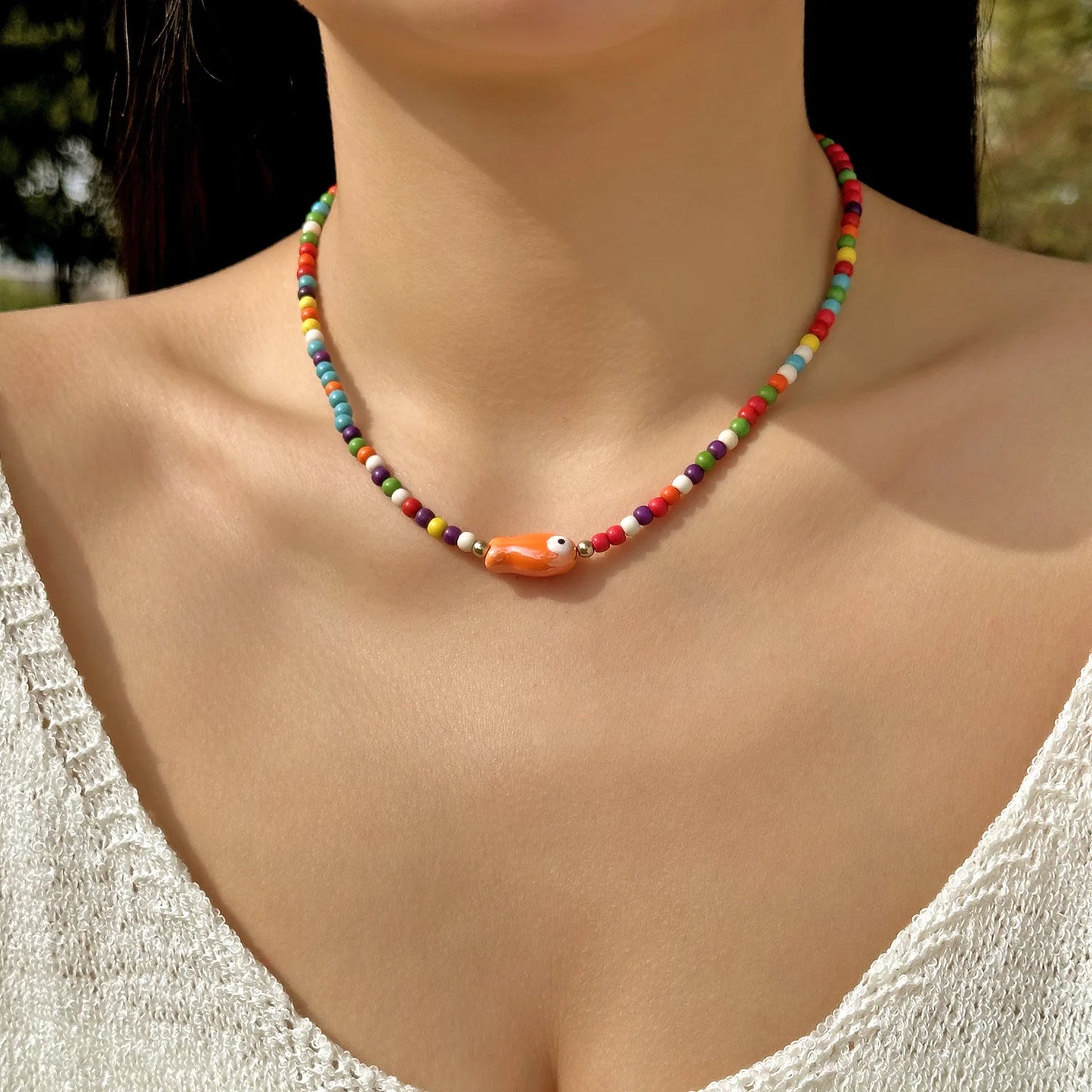 Boho Starfish Beaded Choker – Colorful Summer Necklace for Women