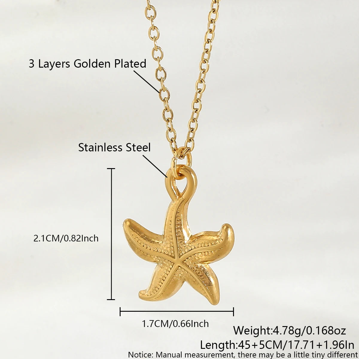 Starfish & Shell Beach Necklace – Gold/Silver Stainless Steel Choker