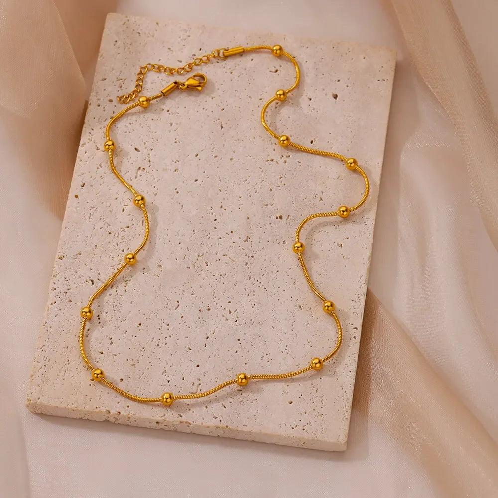 Summer Beach Starfish & Pearl Necklace – Gold Stainless Steel Pendant