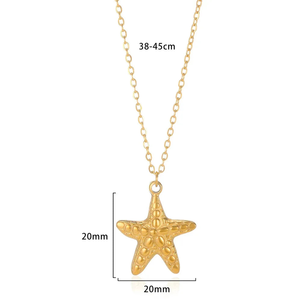 Starfish & Shell Beach Necklace – Gold/Silver Stainless Steel Choker