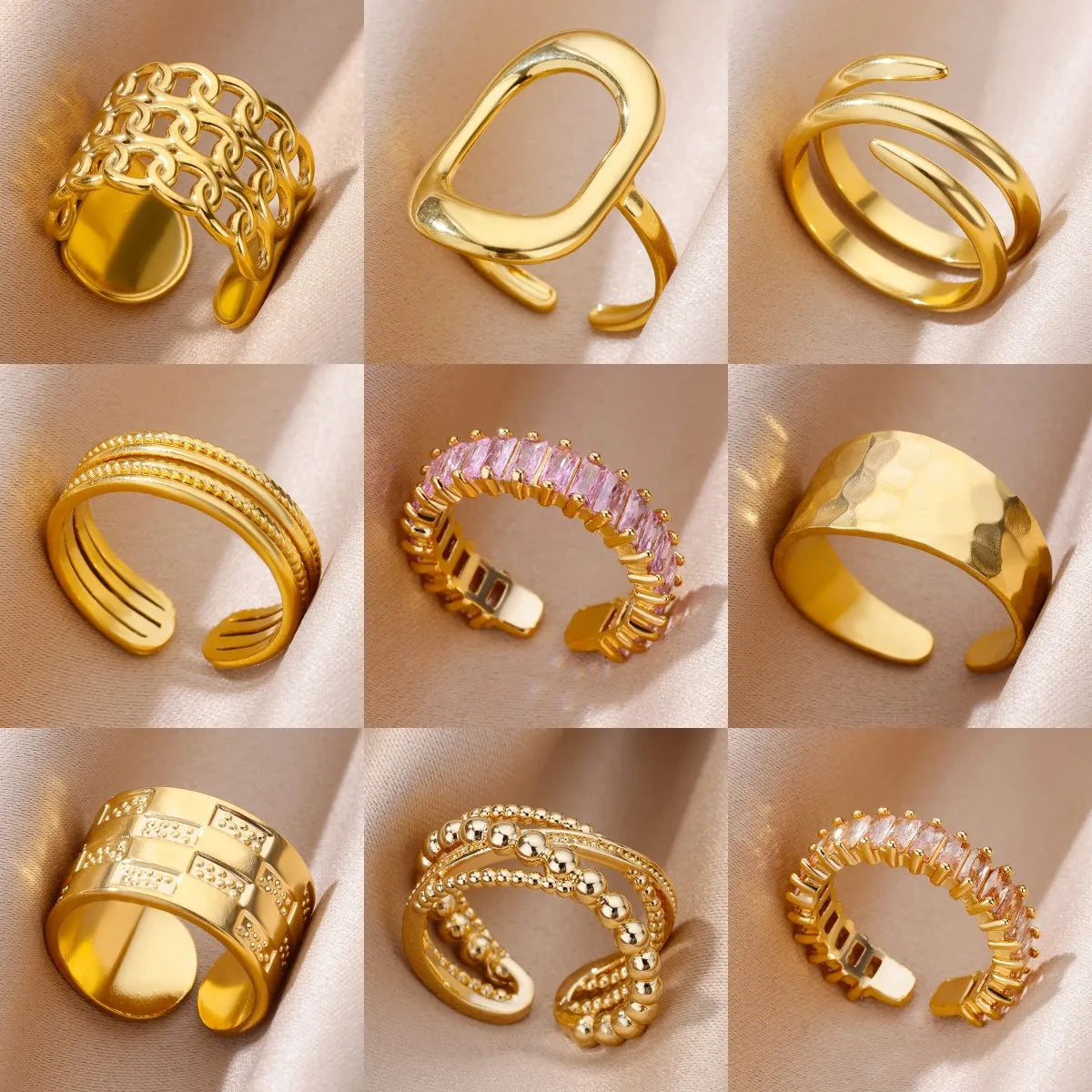 316L Gold Stainless Steel Rings – Luxury Wedding Couple Rings, Never Fade