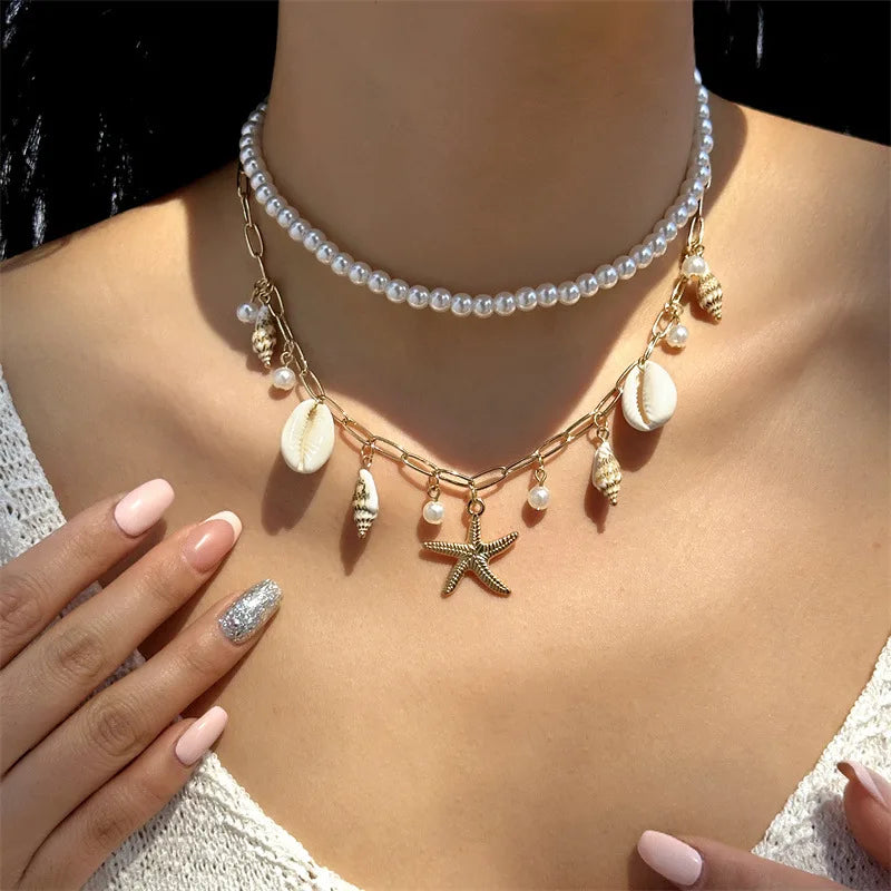 Boho Starfish Beaded Choker – Colorful Summer Necklace for Women