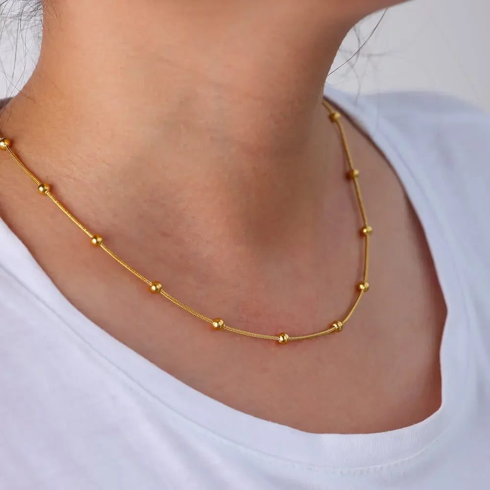 Summer Beach Starfish & Pearl Necklace – Gold Stainless Steel Pendant