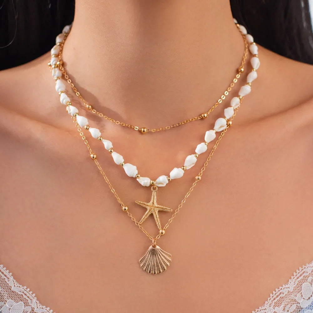 Boho Starfish Beaded Choker – Colorful Summer Necklace for Women
