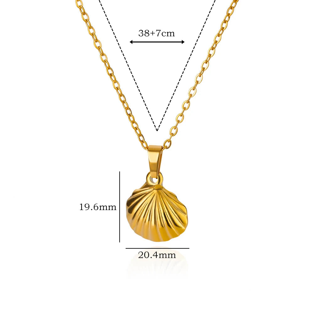 Summer Beach Starfish & Pearl Necklace – Gold Stainless Steel Pendant