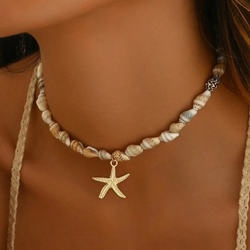 Boho Starfish Beaded Choker – Colorful Summer Necklace for Women