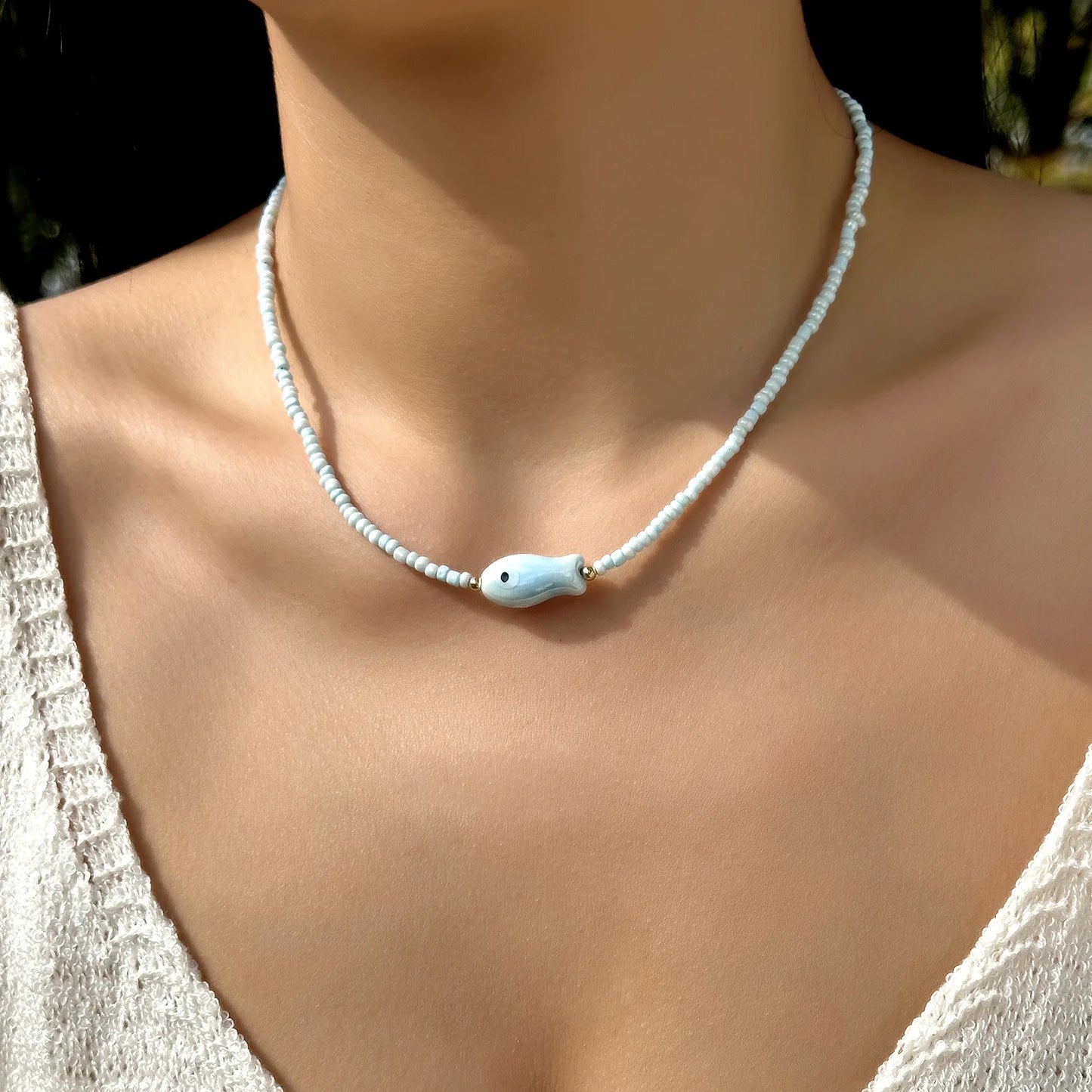 Boho Starfish Beaded Choker – Colorful Summer Necklace for Women