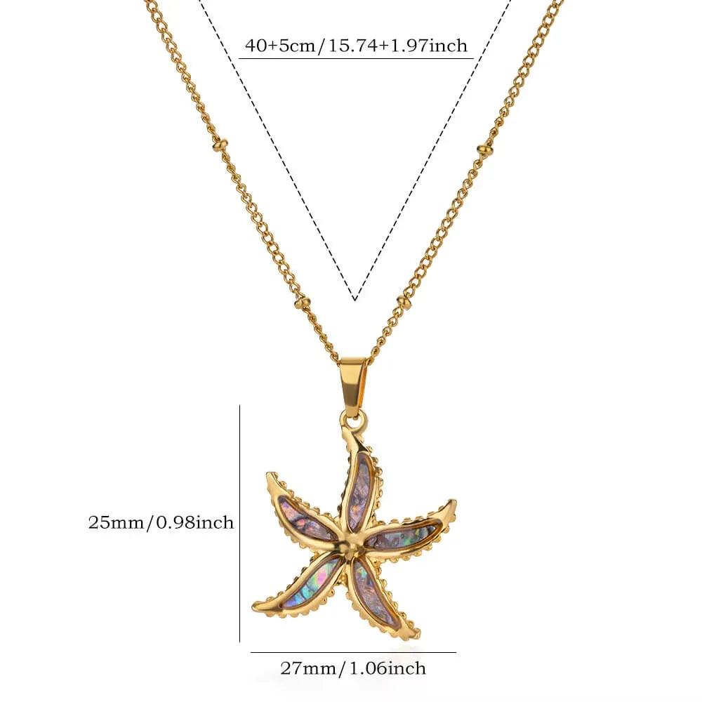 Starfish & Shell Beach Necklace – Gold/Silver Stainless Steel Choker