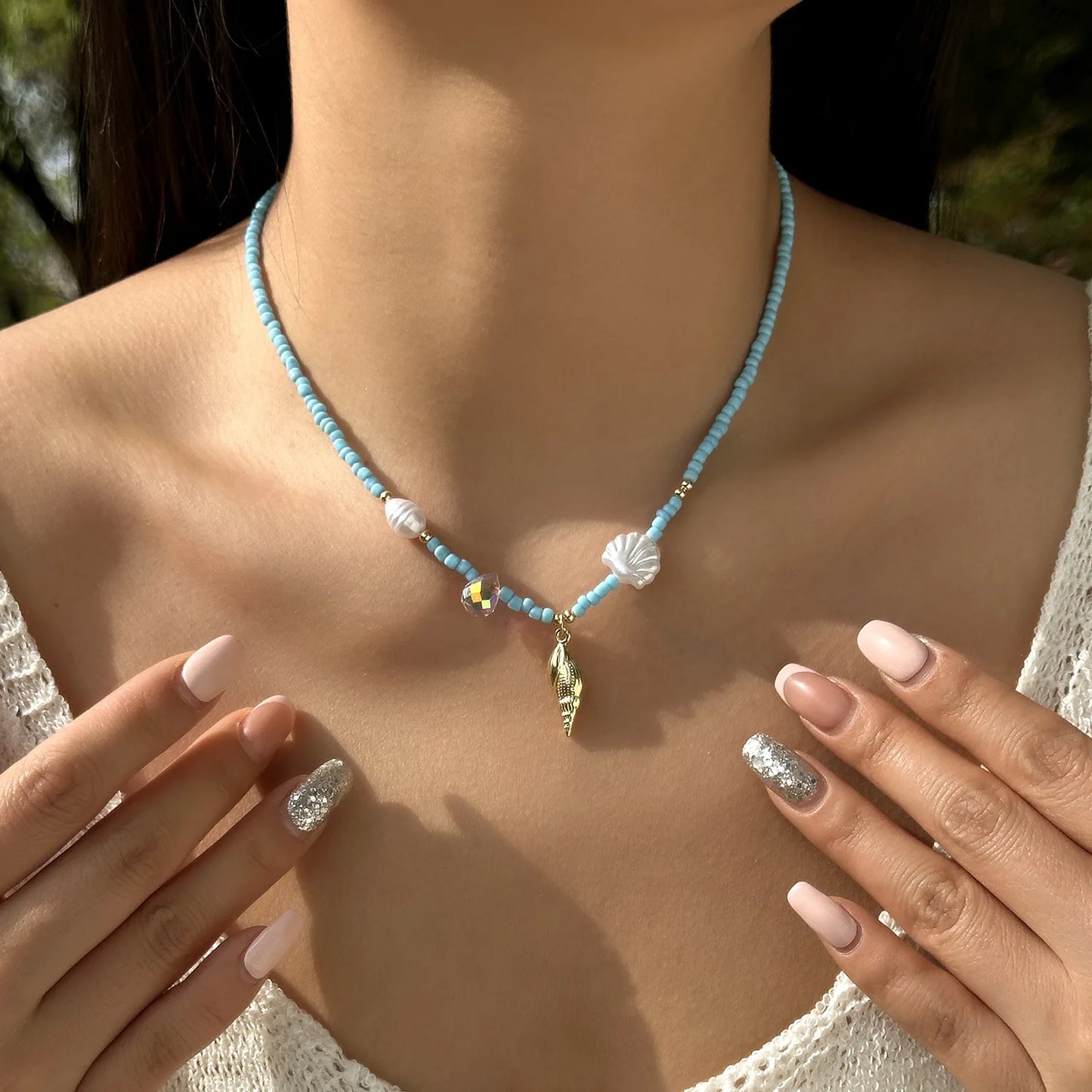 Boho Starfish Beaded Choker – Colorful Summer Necklace for Women