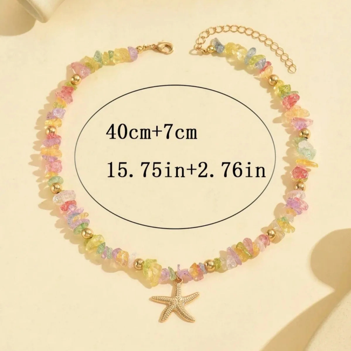 Boho Starfish Beaded Choker – Colorful Summer Necklace for Women