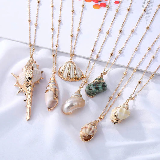 Boho Conch Shell Necklace – Summer Beach Pendant for Women