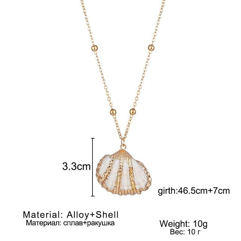 Boho Conch Shell Necklace – Summer Beach Pendant for Women