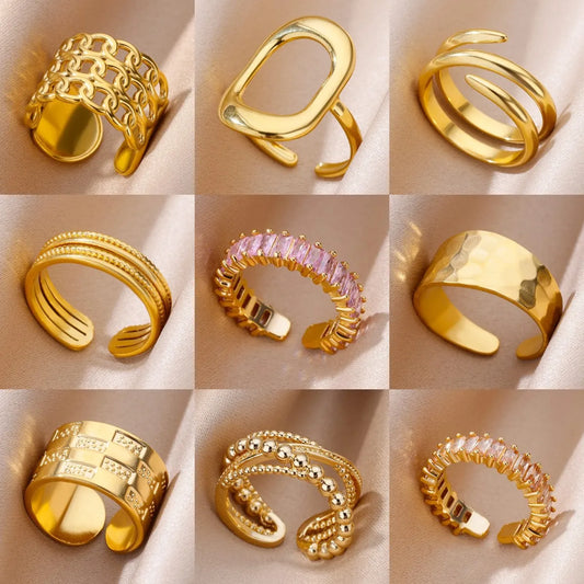 316L Gold Stainless Steel Rings – Luxury Wedding Couple Rings, Never Fade