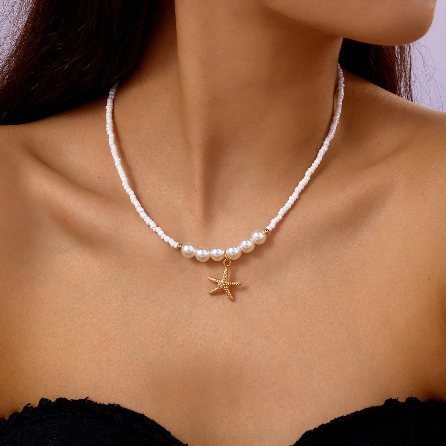 Boho Starfish Beaded Choker – Colorful Summer Necklace for Women